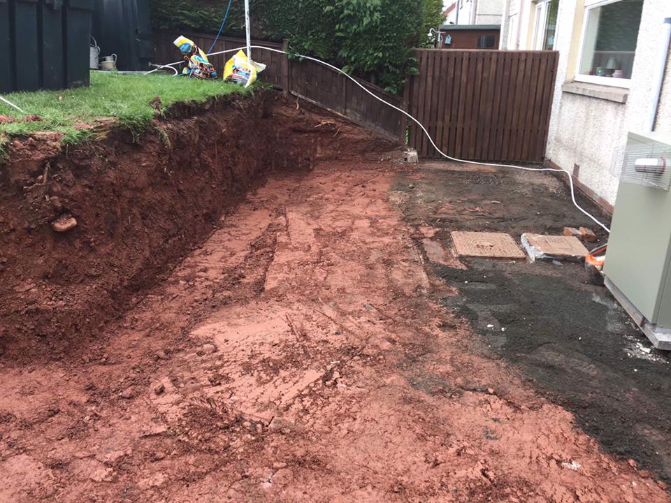 Groundworks, Wall Built and Gravel Patio Area