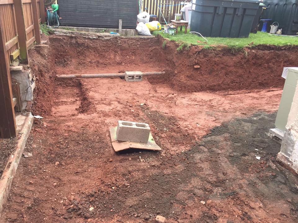 Groundworks, Wall Built and Gravel Patio Area