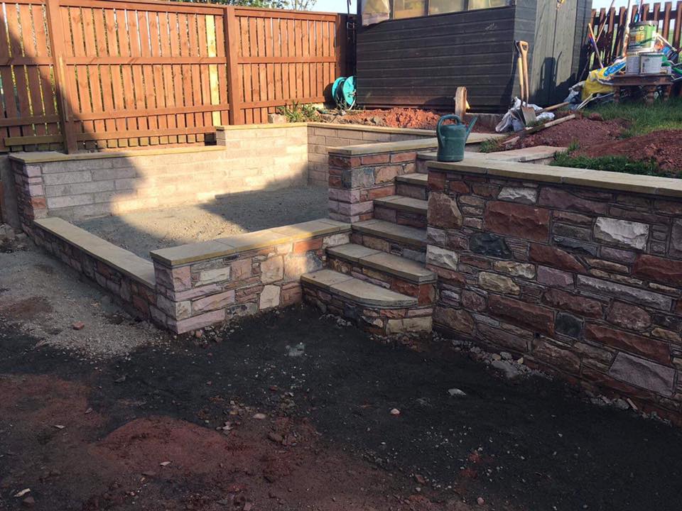 Groundworks, Wall Built and Gravel Patio Area