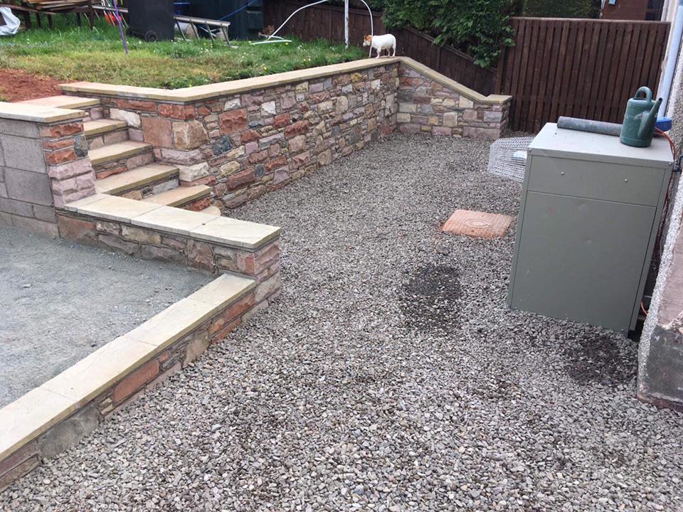 Groundworks, Wall Built and Gravel Patio Area