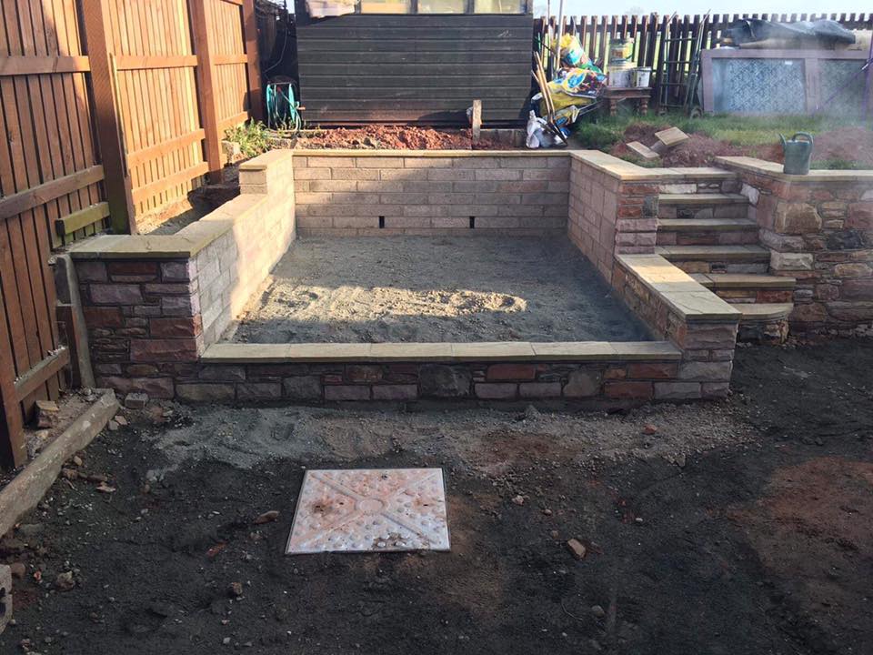 Groundworks, Wall Built and Gravel Patio Area