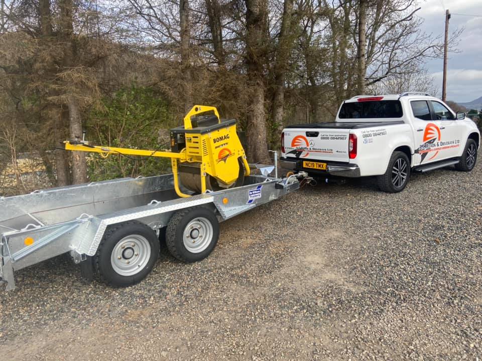 BOMAG BW71 E-2 Roller + IFOR WILLIAMS GH1054 Plant Transport Trailer