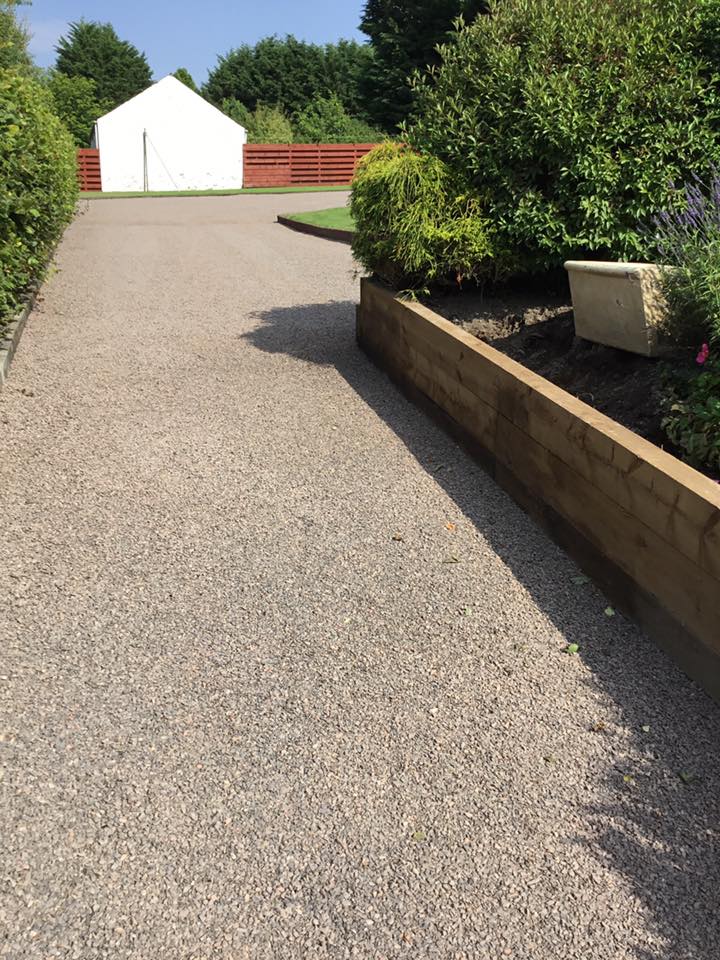 Salmon pink driveway surface dressed