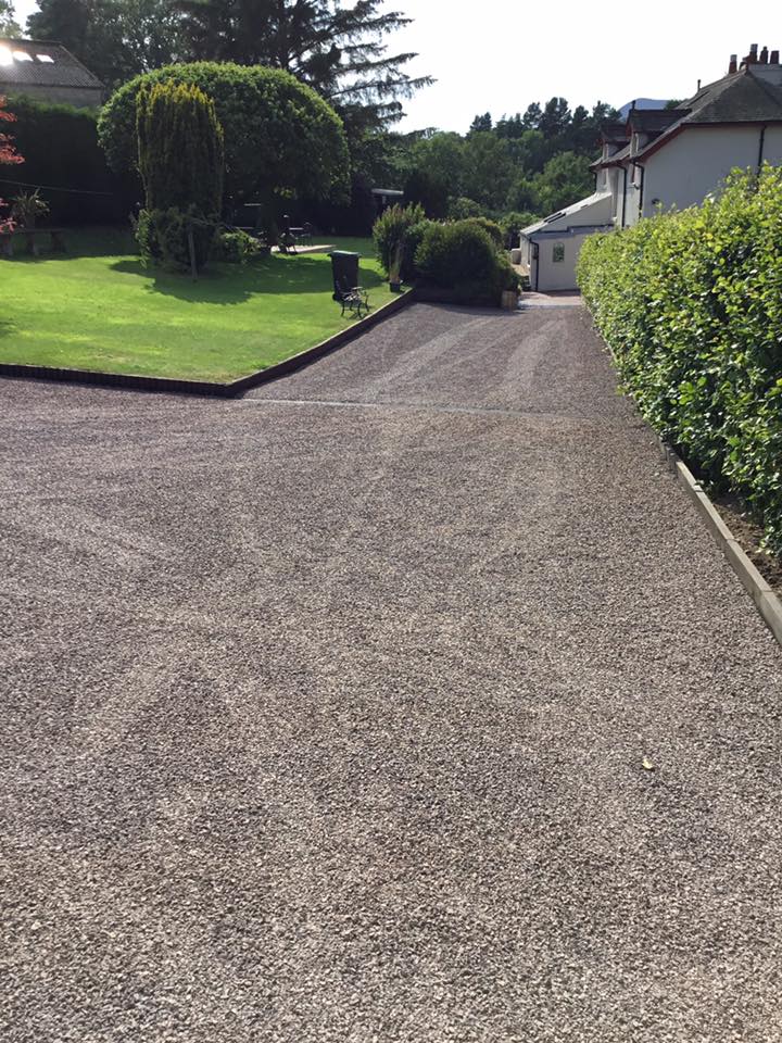 Salmon pink driveway surface dressed