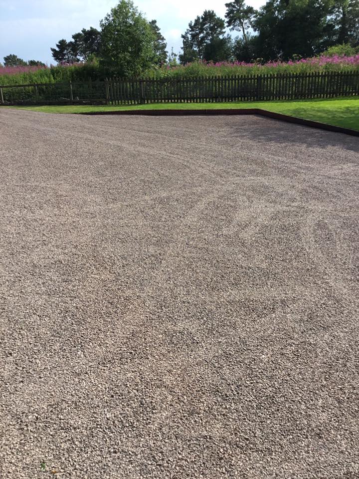 Salmon pink driveway surface dressed