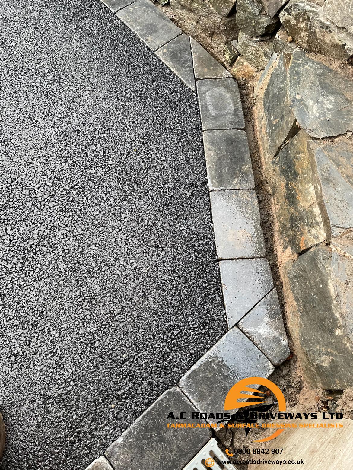 Tarmac Driveway Peebles - Brick Edging, Drains