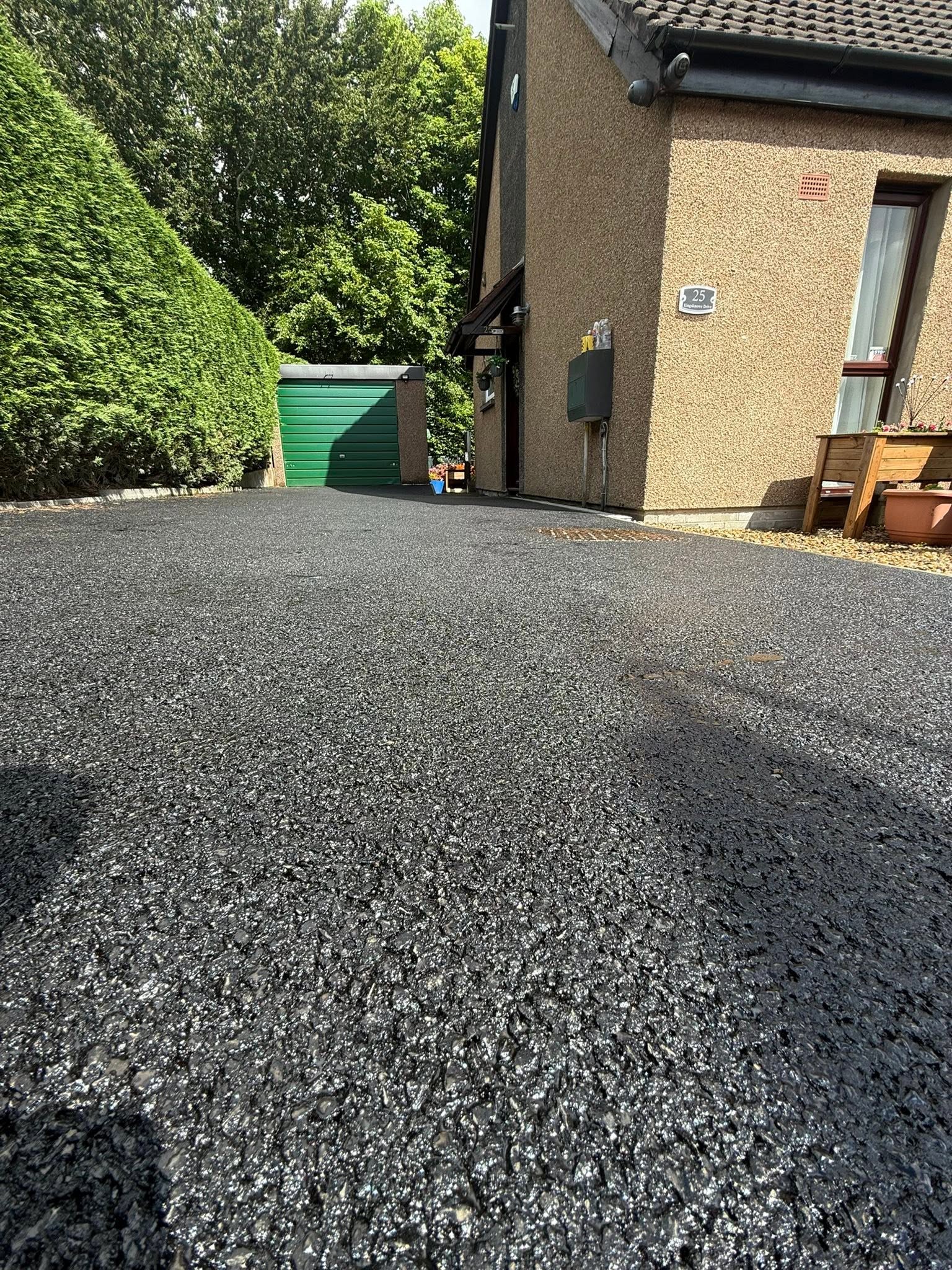 Single-Car Tarmac Driveway with Kerbing, ACO Drainage Channel