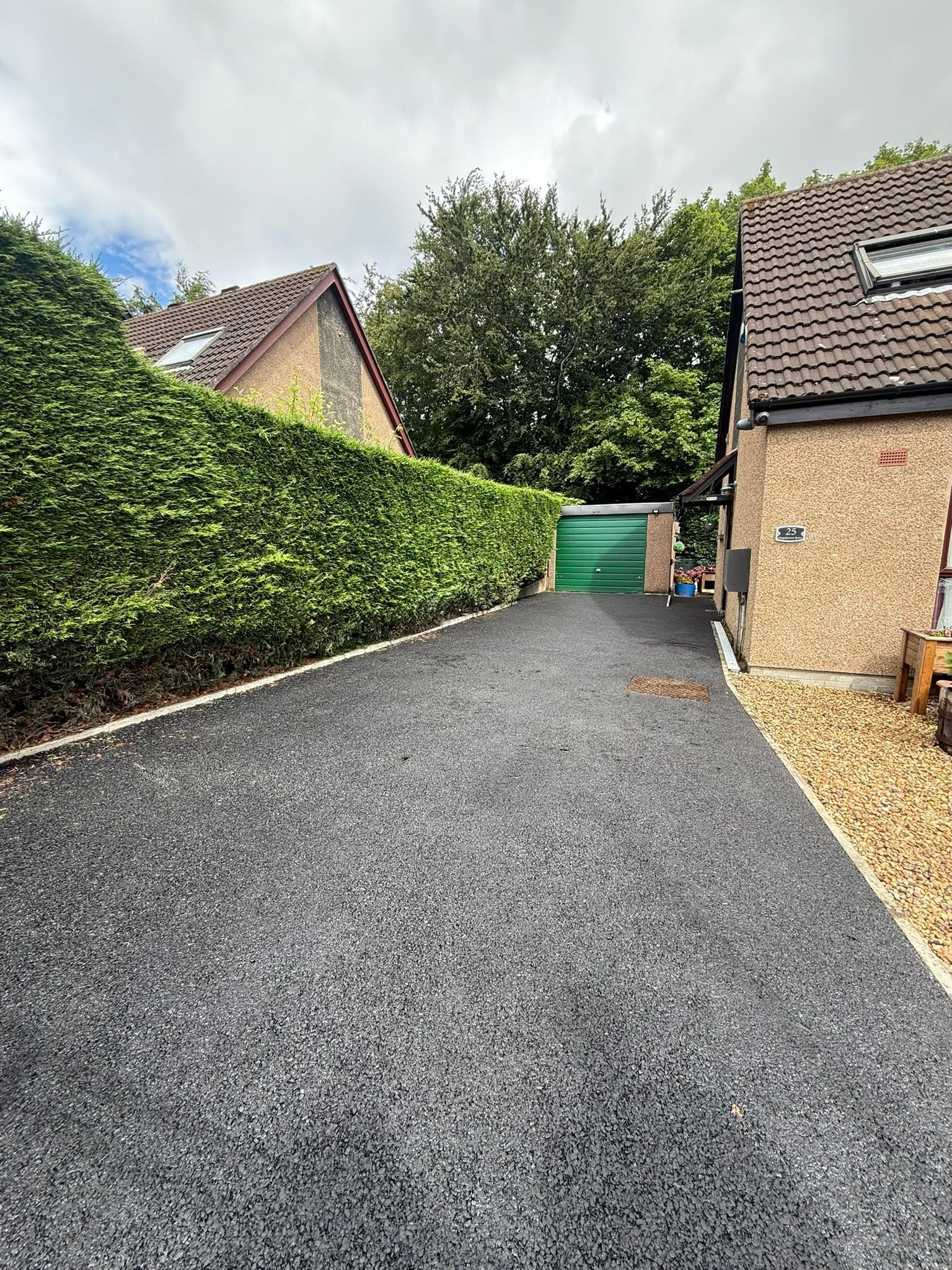 Single-Car Tarmac Driveway with Kerbing, ACO Drainage Channel