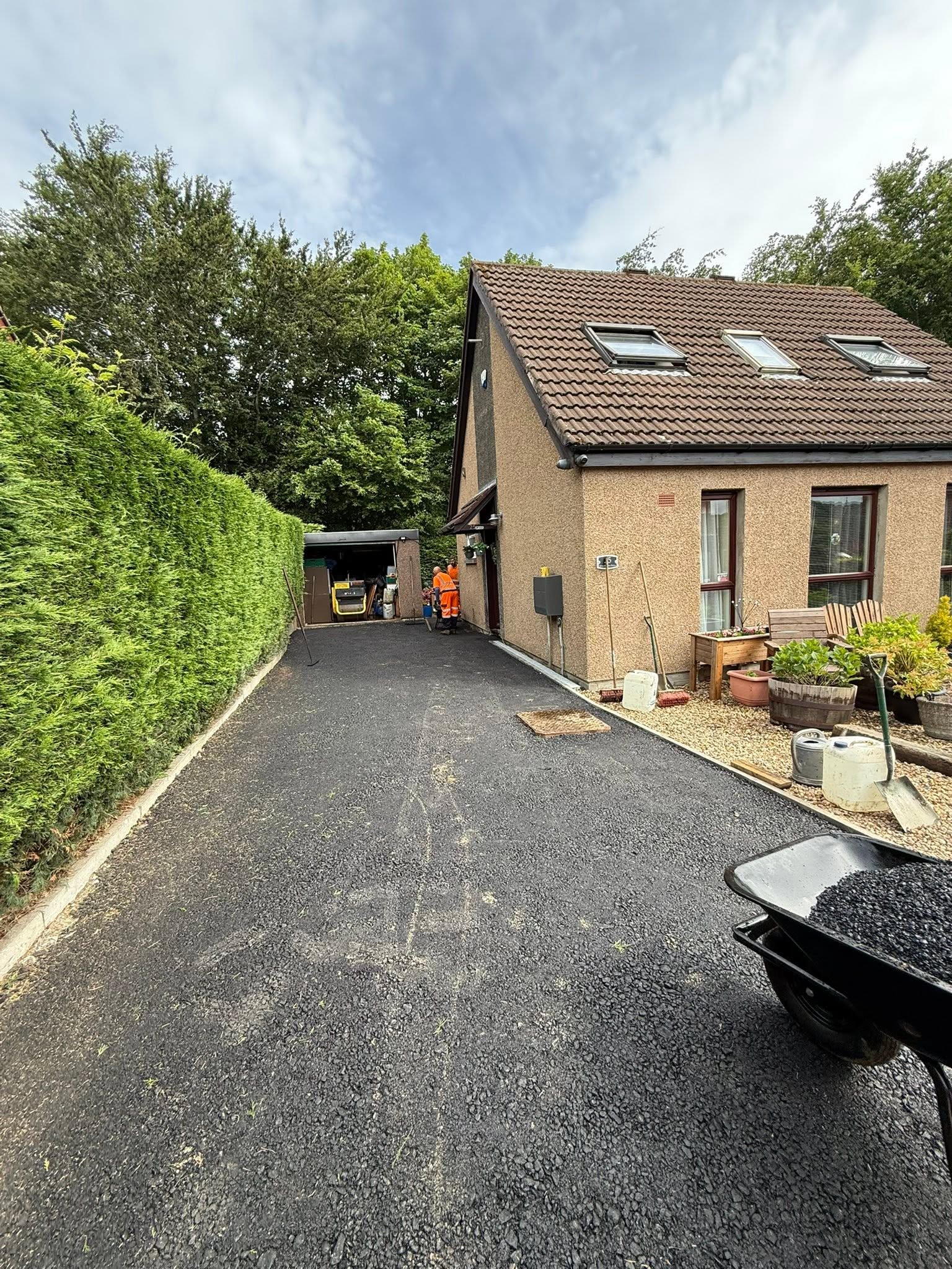 Single-Car Tarmac Driveway with Kerbing, ACO Drainage Channel